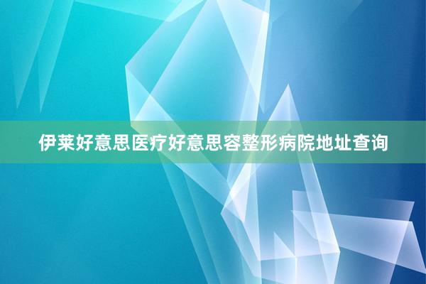 伊莱好意思医疗好意思容整形病院地址查询